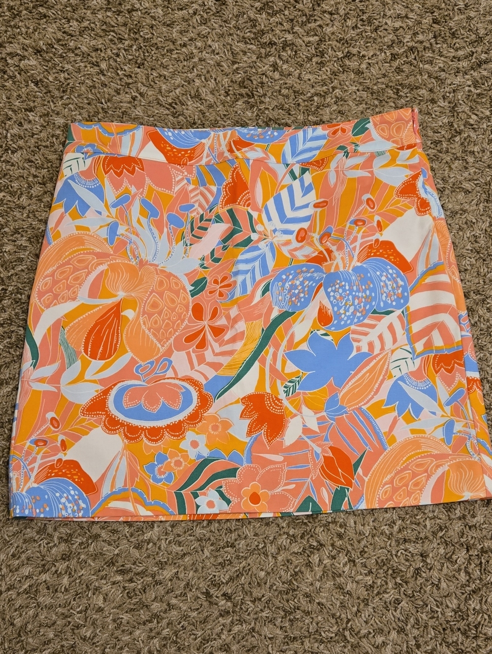 Talbots Coral & Green Floral Print Skirt